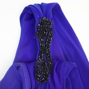 Blue Soft Fabric Dress with Beaded Straps